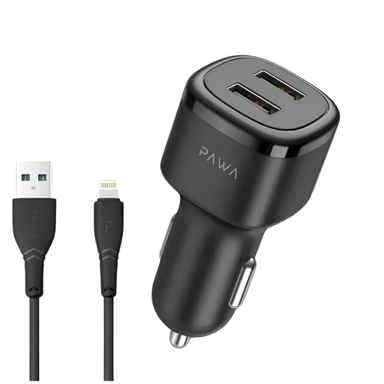 شارژر فندکی پاوا مدل PW-12BDCTOAUX به همراه کابل Lightning