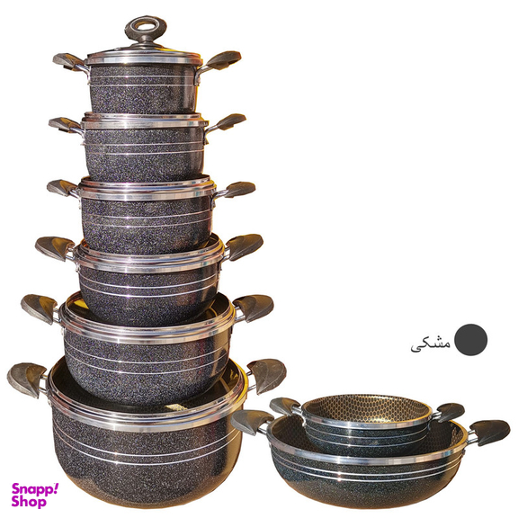 سرویس پخت و پز 14 پارچه هلنا طرح چدن مدل 55410