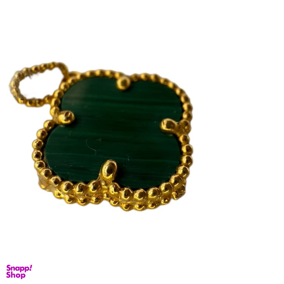 آویز گردنبند طلا 18 عیار زنانه مدل ونکلیف سبز تیره