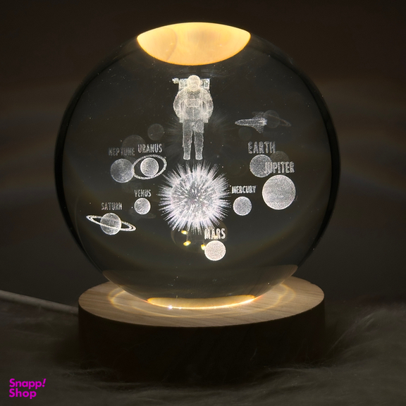 چراغ خواب مدل گوی کریستالی 3D طرح فضانورد