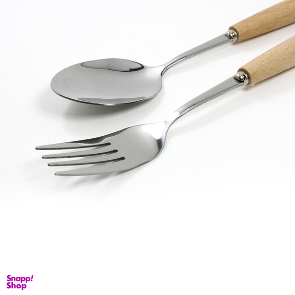 سرویس قاشق و چنگال 12 پارچه مدل چوب و استیل