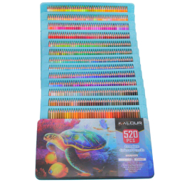 مداد رنگی 520 رنگ جعبه فلزی کالور طرح لاکپشت کد K520