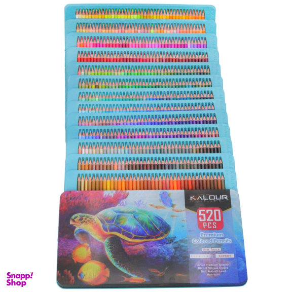 مداد رنگی 520 رنگ جعبه فلزی کالور طرح لاکپشت کد K520