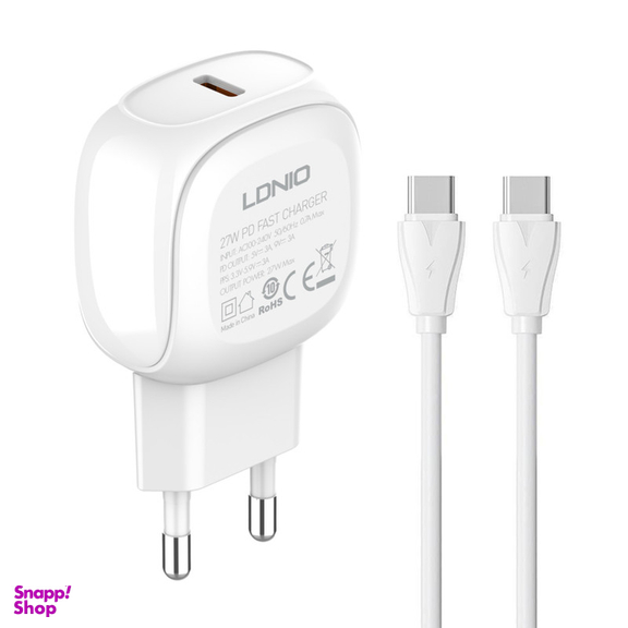 آداپتور شارژر 27 وات الدینیو مدل A1206C به همراه کابل تبدیل USB-C