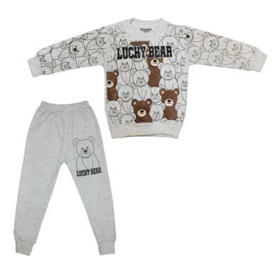 ست بلوز و شلوار پسرانه چیندکا مدل 2024 کد 101 رنگ طوسی