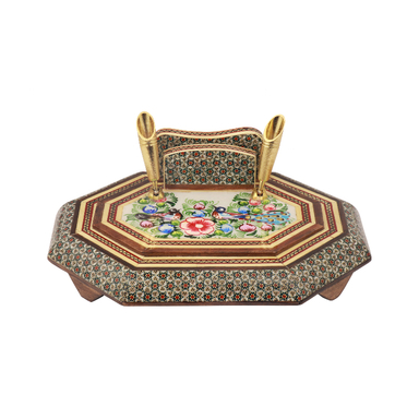 جاقلمی خاتم کاری طرح گل و مرغ کد 01