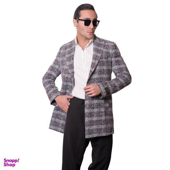 پالتو مردانه مدل چهارخانه موهر 3-3 رنگ قرمز