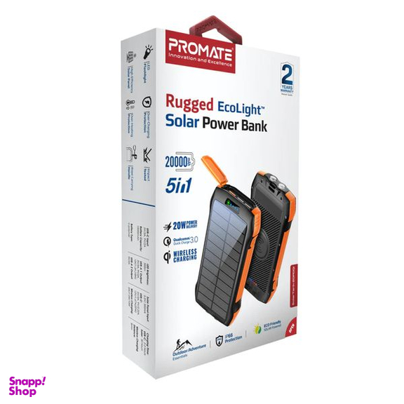پاوربانک خورشیدی پرومیت مدل SOLARTANK-20PDQI به ظرفیت 20000 میلی آمپر ساعت
