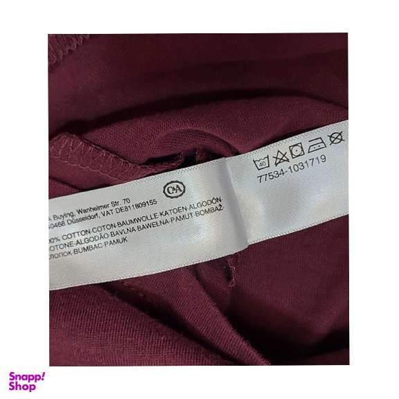 تیشرت آستین بلند پسرانه سی اند ای کد 5976 رنگ زرشکی