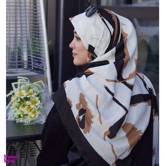 روسری زنانه آنالیا مدل نخی دست دوز 140 طرح برگ کد a-2995
