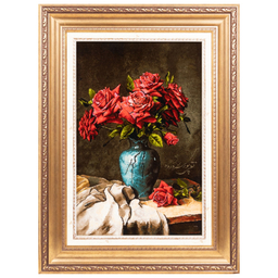 تابلو فرش دستباف سی پرشیا مدل گل رز با گلدان کد 903728