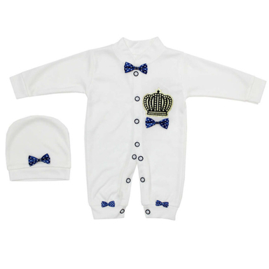 ست سرهمی و کلاه نوزادی مدل پاپیون کد 7180