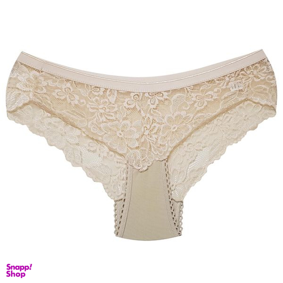 ست شورت و سوتین زنانه پانیذ مدل فنردار گیپور گلدار کد 9015 رنگ کرم