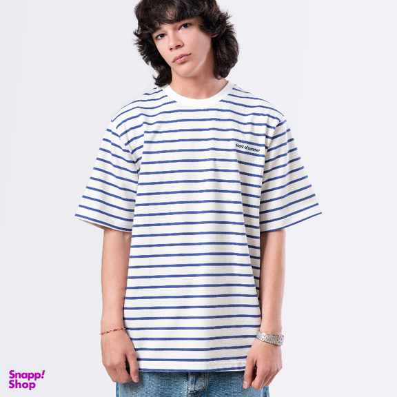 تیشرت زیگ مدل Sandero رنگ سفید آبی