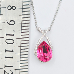 گردنبند نقره زنانه طرح سواروسکی کد swar44 رنگ صورتی