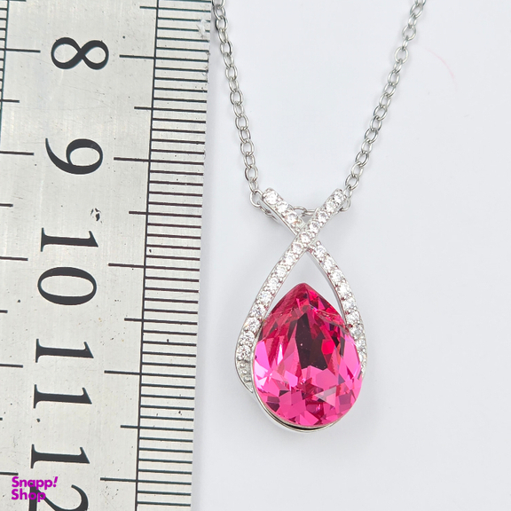 گردنبند نقره زنانه طرح سواروسکی کد swar44 رنگ صورتی