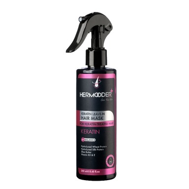 ماسک مو بدون آبکشی هرمودر مدل KERATIN مناسب موهای کراتین شده حجم 250 میلی لیتر