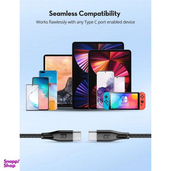 کابل دیتا Type-C به Type-C راوپاور مدل RP-CB1029 طول 1.2 متر