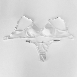 ست شورت و سوتین زنانه نوشه پوش مدل فنردار توری کد 90103 رنگ سفید