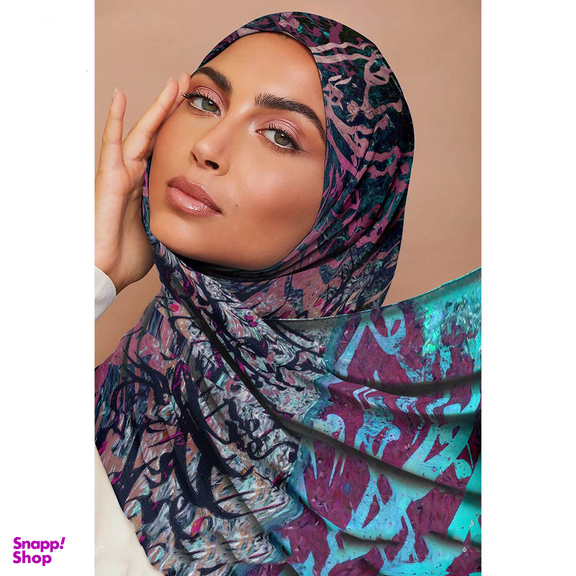 شال زنانه چارگوش طرح شعر بندهٔ عشقم و از هر دو جهان آزادم کد 1154