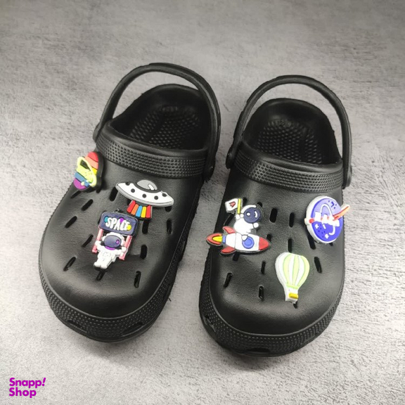 صندل بچگانه زیتون طرح کراکس مدل فضایی رنگ مشکی