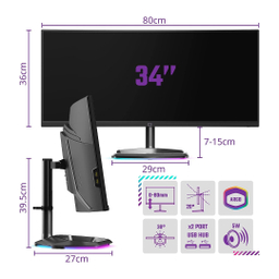 مانیتور گیمینگ 34 اینچ کولر مستر مدل GM34-CWQ ARGB