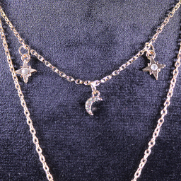 گردنبند زنانه طرح ماه و ستاره و الماس مدل آریا چند رج کد 08