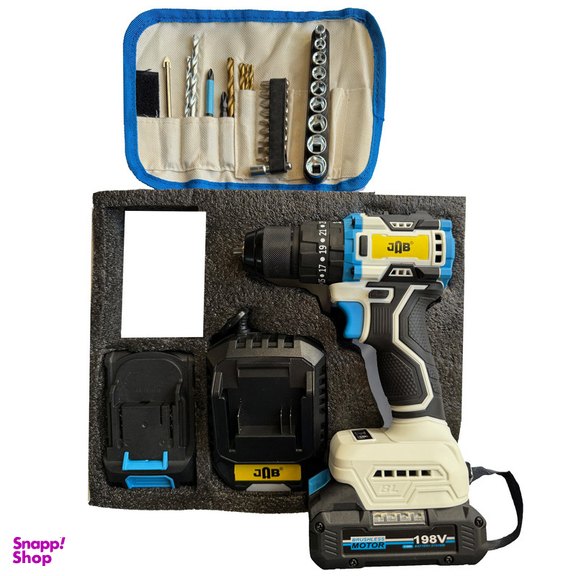 مجموعه 40 عددی دریل پیچ گوشتی شارژی چکشی 198 ولت جاب مدل JB-198 POWER X