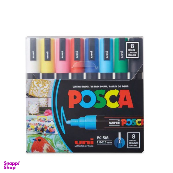 ماژیک رنگ آمیزی یونی بال مدل POSCA 5M مجموعه 8 عددی