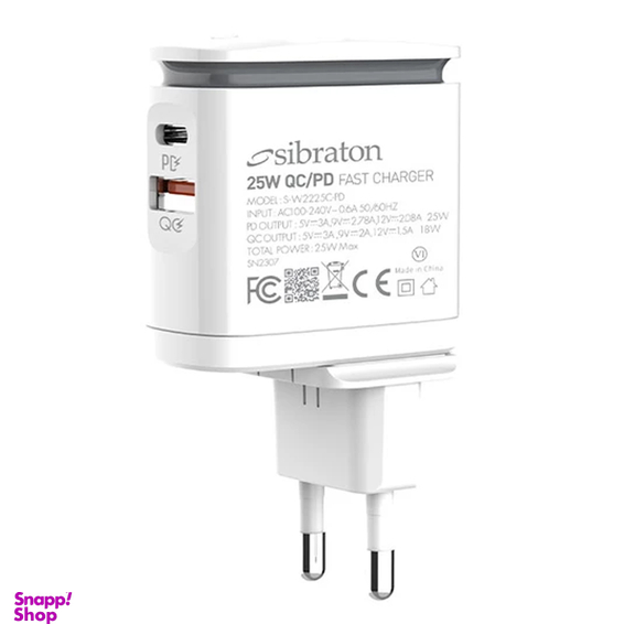 شارژر دیواری 25 وات سیبراتون مدل SW2225C PD به همراه کابل USB-C