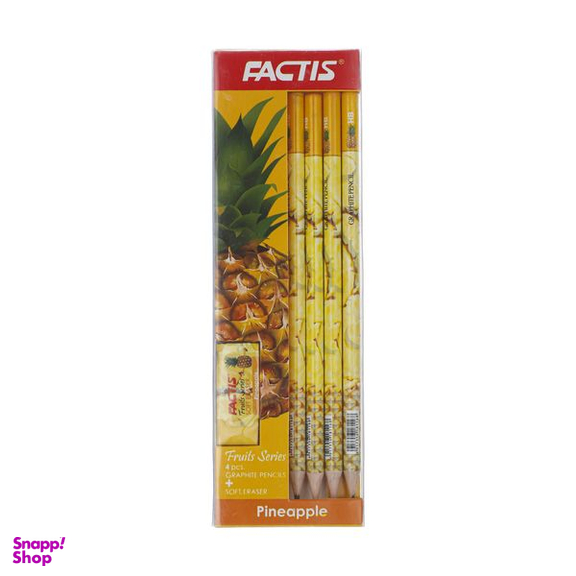 مداد فکتیس مدل Pineapple به همراه پاک کن بسته 4 عددی