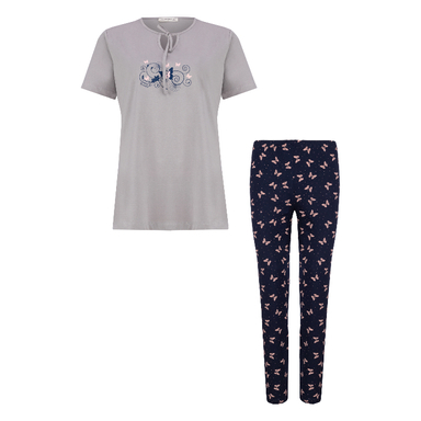 ست تیشرت و شلوار زنانه کد 1024 رنگ طوسی