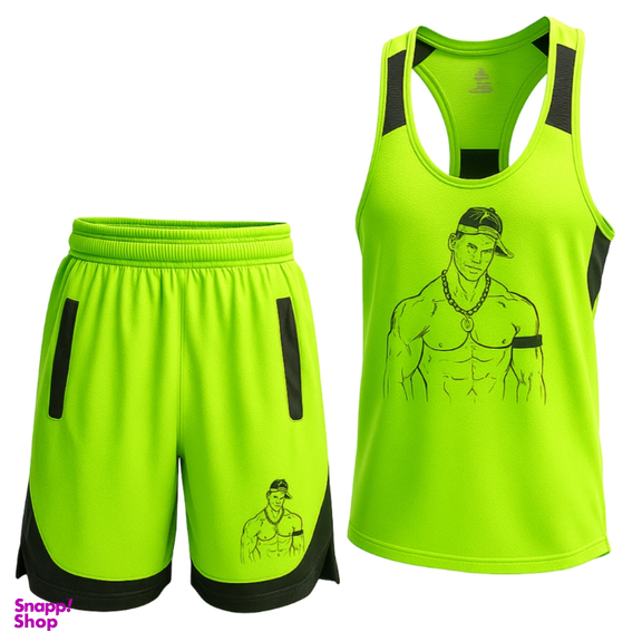 ست تاپ و شلوارک ورزشی مردانه کد 1562 رنگ سبز