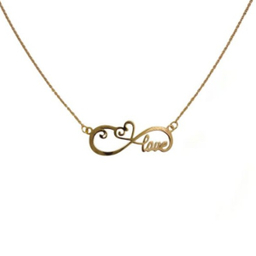 گردنبند طلا 18 عیار زنانه طرح بی‌ نهایت و Love