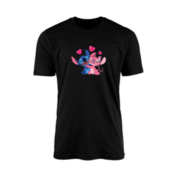 تیشرت آستین کوتاه زنانه کد TZ2طرح استیچ رنگ مشکی