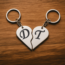 جاکلیدی گیلواره زراوشان مدل قلب دو تکه حرف D T