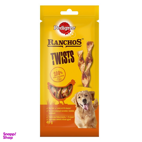 تشویقی سگ پدیگری مدل Ranchos Twists طعم مرغ وزن 40 گرم