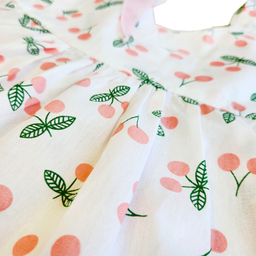 پیراهن دخترانه بالدار به همراه کلاه طرح گیلاس کد 10147