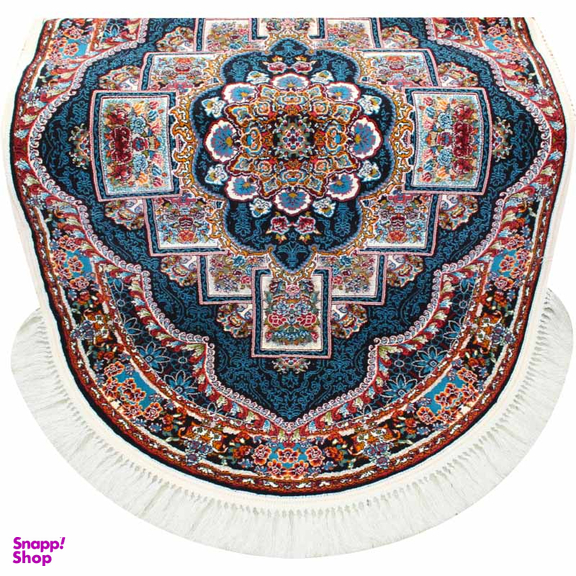 فرش ماشینی مدل بیضی طرح ناردون رنگ سرمه ای