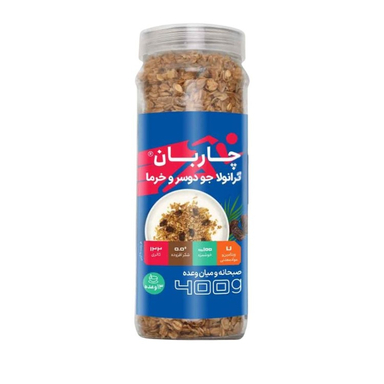 گرانولا جو دوسر و خرما چاربان وزن 380 گرم
