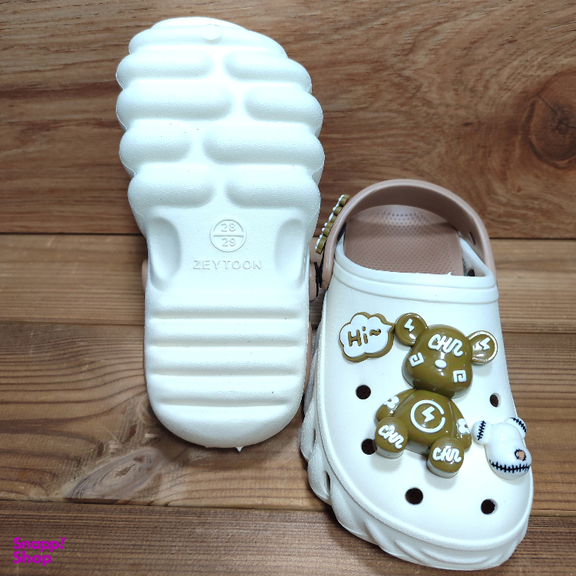 دمپایی و صندل بچگانه زیتون مدل فلای رنگ سفید و قهوه ای