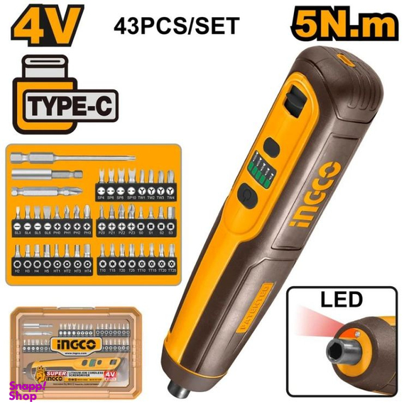 پیچ گوشتی شارژی اینکو کد CSDLI04062 مجموعه 43 عددی