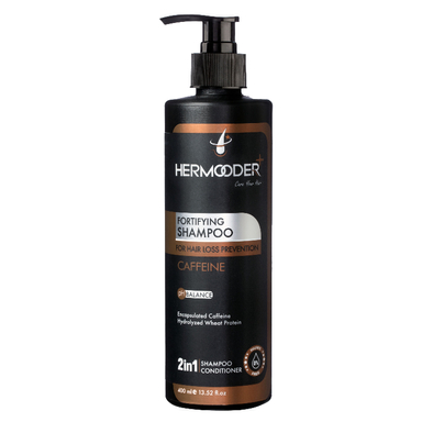 شامپو ضد ریزش مو هرمودر مدل COFFEIN مناسب مو چرب و معمولی حجم 400 میلی لیتر