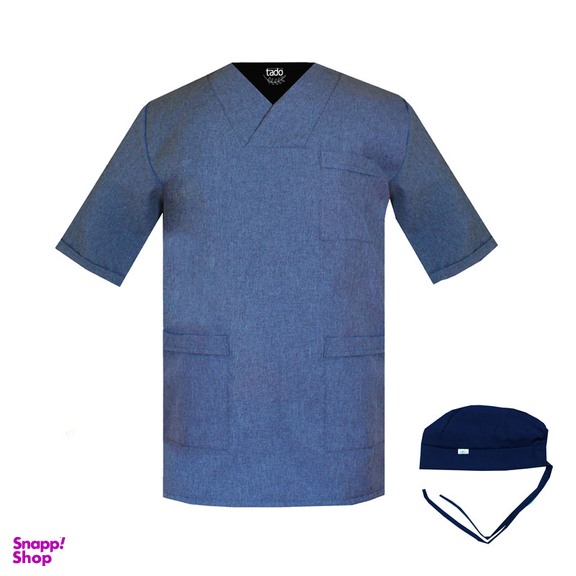 ست کلاه و روپوش پزشکی مردانه تادو طرح اسکراب مدل RO33