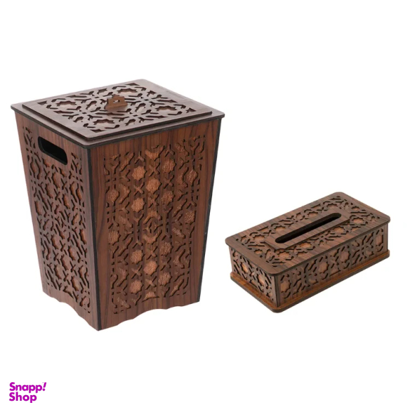 ست سطل و جادستمال کاغذی چوبی هم آدیس مدل آذین کد BF012013K