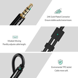 کابل 1 به 2 صدا AUX Jack 3.5mm یوگرین مدل AV141 کد 30620 طول 20 سانتی متر