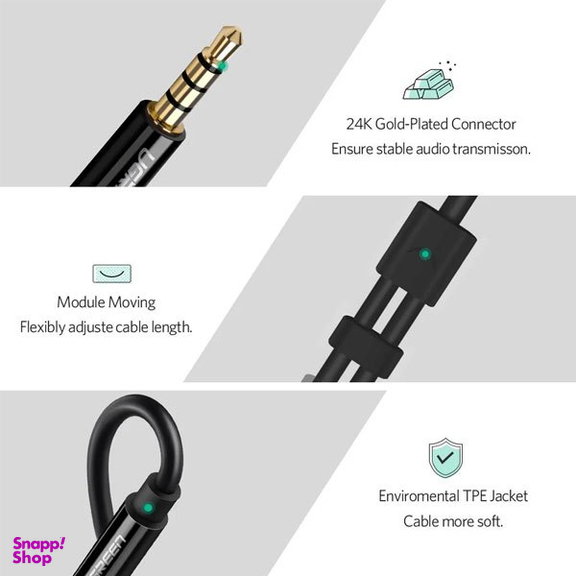 کابل 1 به 2 صدا AUX Jack 3.5mm یوگرین مدل AV141 کد 30620 طول 20 سانتی متر