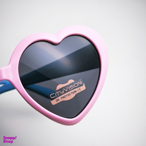 عینک آفتابی دخترانه سیتی ویژن مدل قلب پلاریزه کد 078068 رنگ صورتی روشن