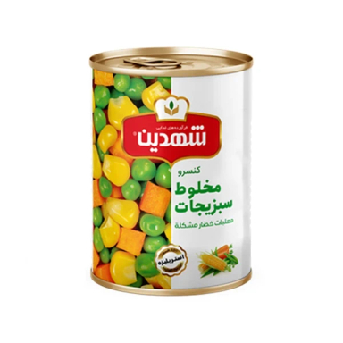 کنسرو مخلوط سبزیجات شهدین وزن 370 گرم