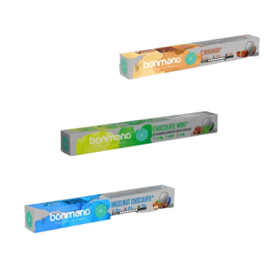 کپسول قهوه شکلات فندق و شکلات نعناع و دارچین بن مانو مجموعه ۳ عددی